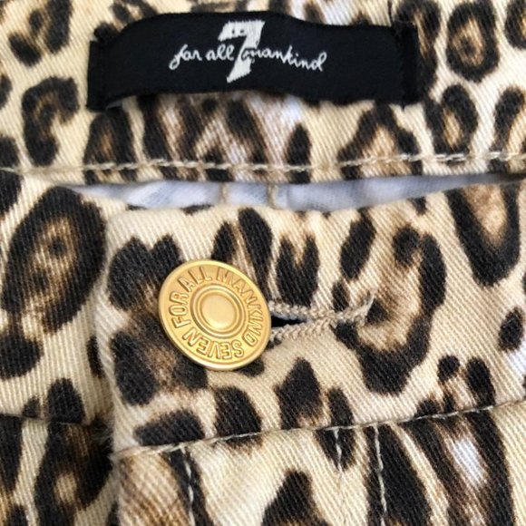 7 For All Mankind Sz 29 Waist, Dk Brown/Black & Tan Cheetah print,  skinny jeans - Picture 5 of 13